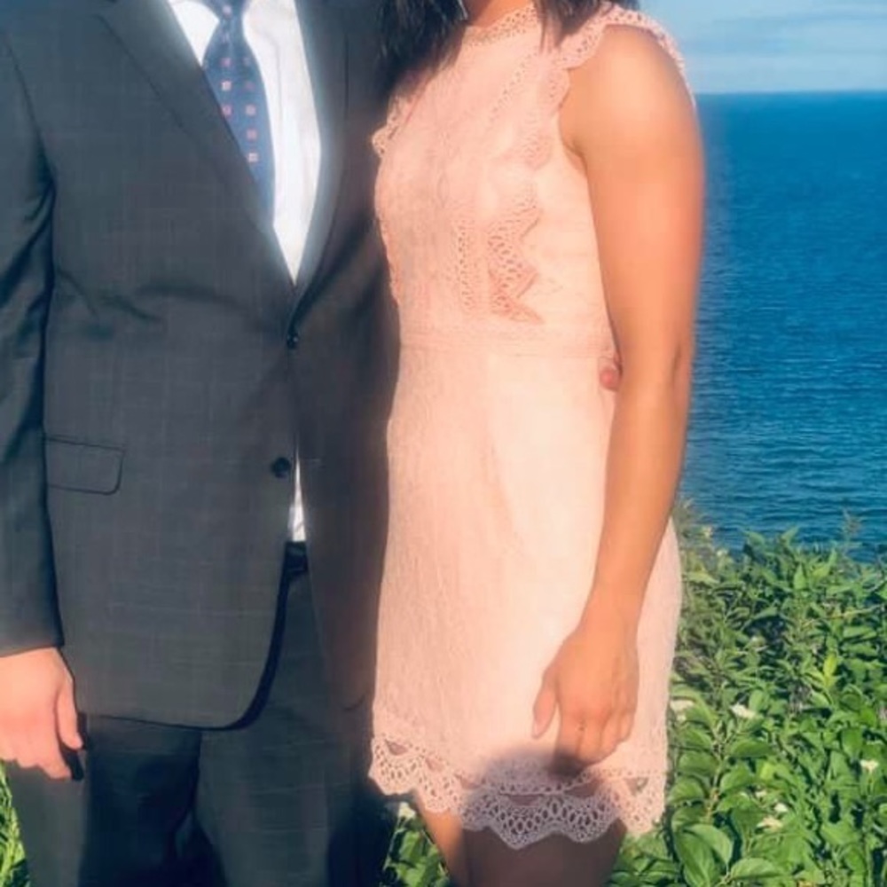 Peach, lace dress